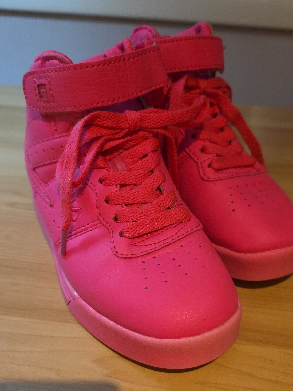 Fila Girls' Bright Pink High-Top Sneakers with Strap